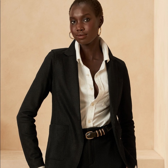 NWOT Banana Republic woven soft black blazer - Picture 4 of 10